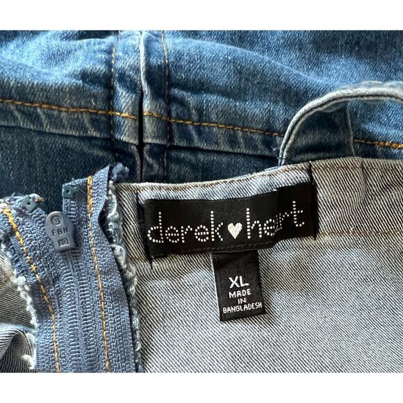 Derek Heart Denim Spaghetti Strap Criss Cross Front Above Knee Stretch Dress XL - Picture 5 of 6